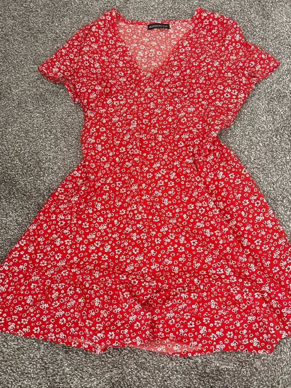 Romantic Hut Red Floral Short Sleeve Dress